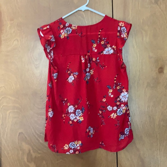 woman’s red floral flutter sleeved blouse. - Picture 2 of 3
